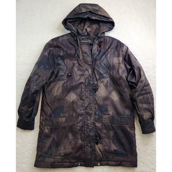 Forecaster of Boston Vintage Coat Jacket XS Hooded Long Brown Pockets Nylon - Picture 1 of 8